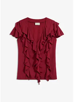 Topp med volanger i mjuk modalmix, bonprix