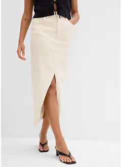 Jeanskjol med slits, bonprix