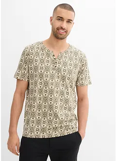 T-shirt med kort knappslå, av ren bomull, bonprix