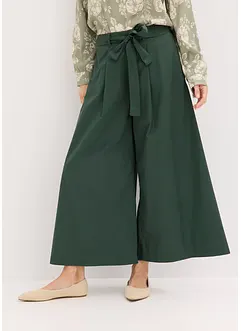 Byxa i poplin av bomullsmix + skärp (2 delar), bonprix