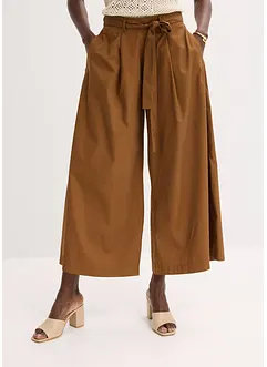 Byxa i poplin av bomullsmix + skärp (2 delar), bonprix