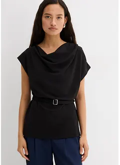 Draperat linne i kräpp med struktur, bonprix