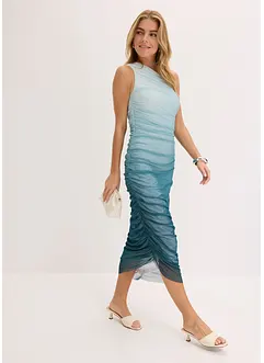 One shoulder-klänning med meshinfällning, bonprix