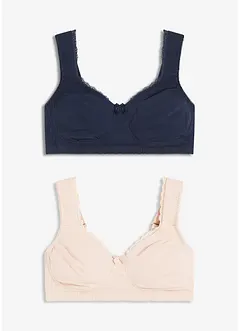 T-shirtbehå i minimizermodell utan bygel, med ekologisk bomull (2-pack), bonprix