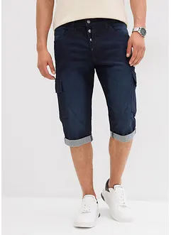 Stretchiga jeansbermudas i cargomodell, Loose Fit, bonprix