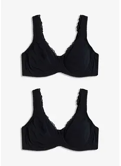 T-shirtbehå med bygel och minimizereffekt (2-pack), ekologisk bomull, bonprix