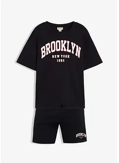 T-shirt och shorts i tjockt material av ekologisk bomull (2 delar), bonprix