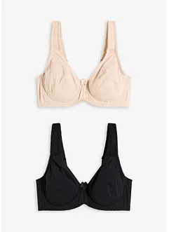 T-shirtbehå med bygel och bomull (2-pack), bonprix