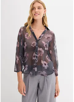 Blus i oversizemodell av luftig chiffong, bonprix
