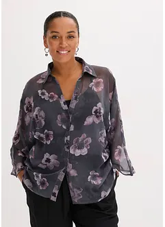 Blus i oversizemodell av luftig chiffong, bonprix