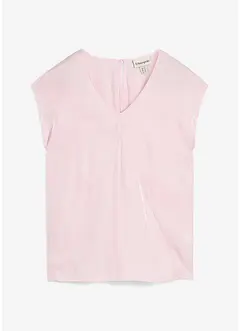 Kortärmad blus i glansig satin, bonprix