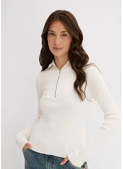 Ribbstickad topp av mjuk viskosmix, bonprix