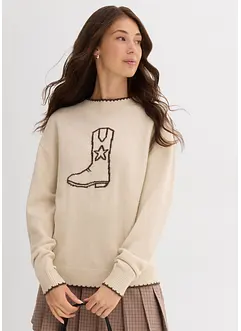 Finstickad tröja med överskurna axlar, bonprix