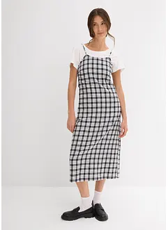 Flanellklänning med axelband, av bomull, bonprix