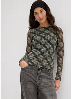 Långärmad topp av tunn mesh, bonprix