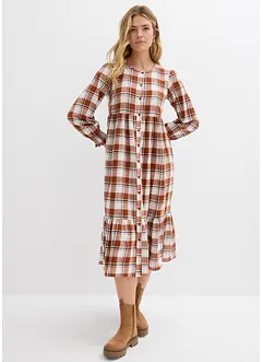 Mellanlång flanellklänning, bonprix