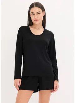 Långärmad topp och shorts i mjukt material, bonprix