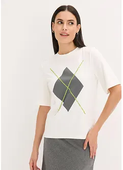 Kortärmad topp med paljetter och tryck, bonprix