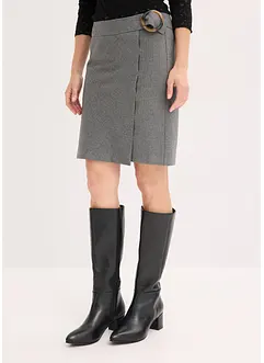 Kjol med omlotteffekt och fiskbensmönster, bonprix