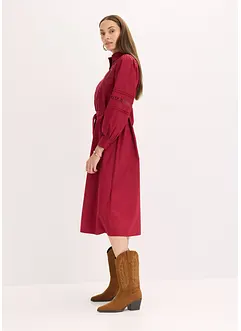 Mellanlång bomullsklänning med spetsinfällning, bonprix