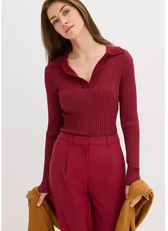 Finstickad tröja med klädsam krage, bonprix