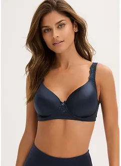 Formpressad BH i glansigt material med vadderade axelband, bonprix