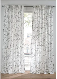 Gardin av återvunnen polyester med bladmönster (1-pack), bonprix