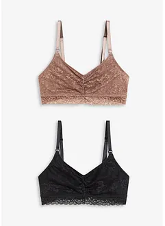 Amningsbehå utan bygel, med spets och ekologisk bomull (2-pack), bonprix