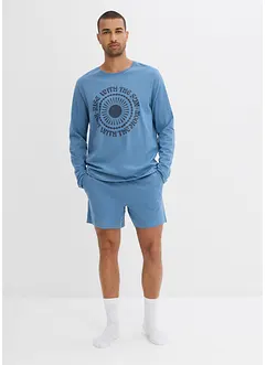Kort pyjamas av ekologisk bomull med långa ärmar, bonprix