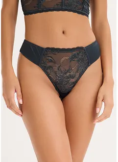 Stringtrosa med skir spets och glansiga effekter, bonprix