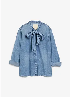 Jeansblus med knytband, bonprix