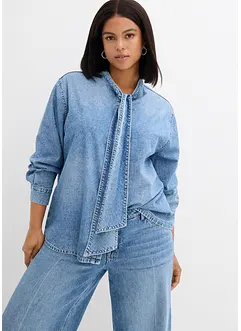 Jeansblus med knytband, bonprix