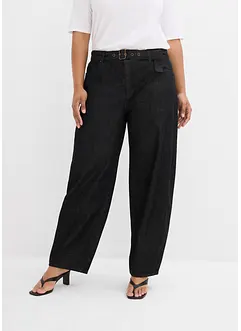 Barrel Jeans Mid Waist med skärp, bonprix