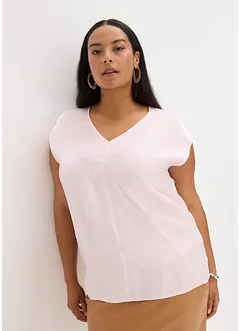 Kortärmad blus i glansig satin, bonprix
