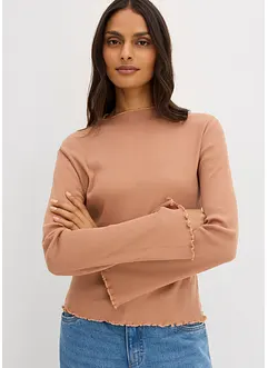 Ribbad topp i ren bomull, bonprix