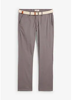 Stretchiga chinos med bekvämt snitt och skärp, normal passform, raka ben, bonprix