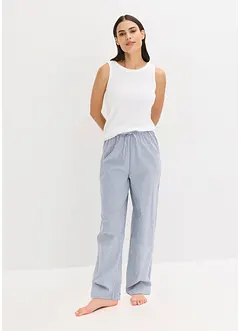 Pyjamas med ribbstickat linne och vävd byxa, bonprix
