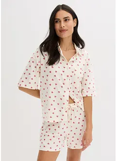 Pyjamas med shorts, slubbeffekter, oversized, bonprix
