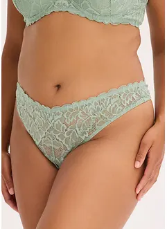 Stringtrosa med V-formad kant och blommönstrad spets, bonprix