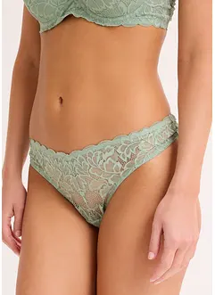 Stringtrosa med V-formad kant och blommönstrad spets, bonprix