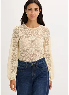 Kort topp av elastisk spets, bonprix