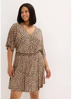 Jerseyklänning med omlotteffekt, bonprix