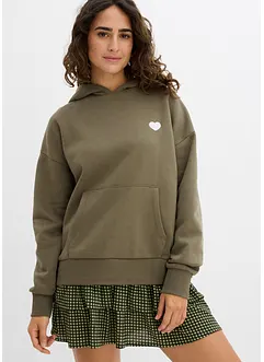 Oversize-sweatshirt med huva i mjuk bomullsblandning, bonprix