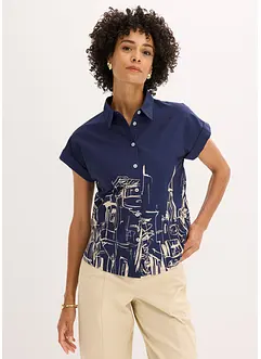 Oversized, kortärmad blus i bomullspoplin, bonprix