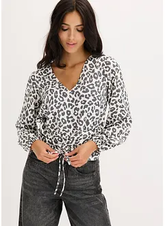 Kort blus med rynkningar, bonprix