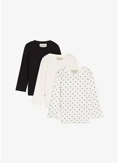 Långärmad topp av ekologisk bomull (3-pack), bonprix