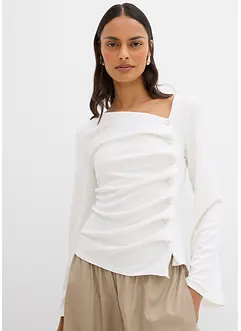 Långärmad topp i ribbat material, bonprix
