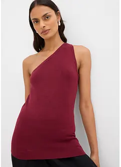 Stickat linne med ena axeln bar, av viskosmix, bonprix