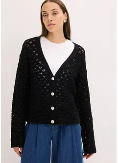 Hålmönstrad cardigan, bonprix