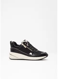 Fina sneakers från Tamaris med glittrande ovansida och detaljer i ormskinnsmönstrat material och lack, Tamaris
